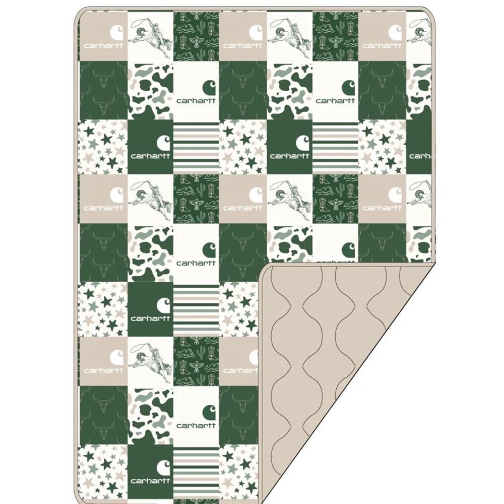 High Society Bamboo Green / Khaki Carhartt‎ Quilted Bamboo Toddler Blanket 40x60